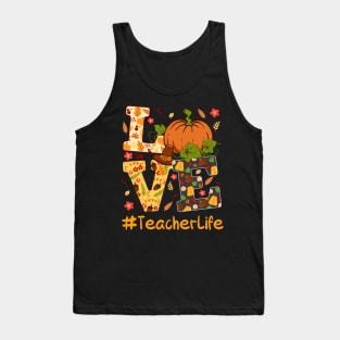 Thankful Teacher Retro Groovy Thanksgiving Fall Women Men Tank Top